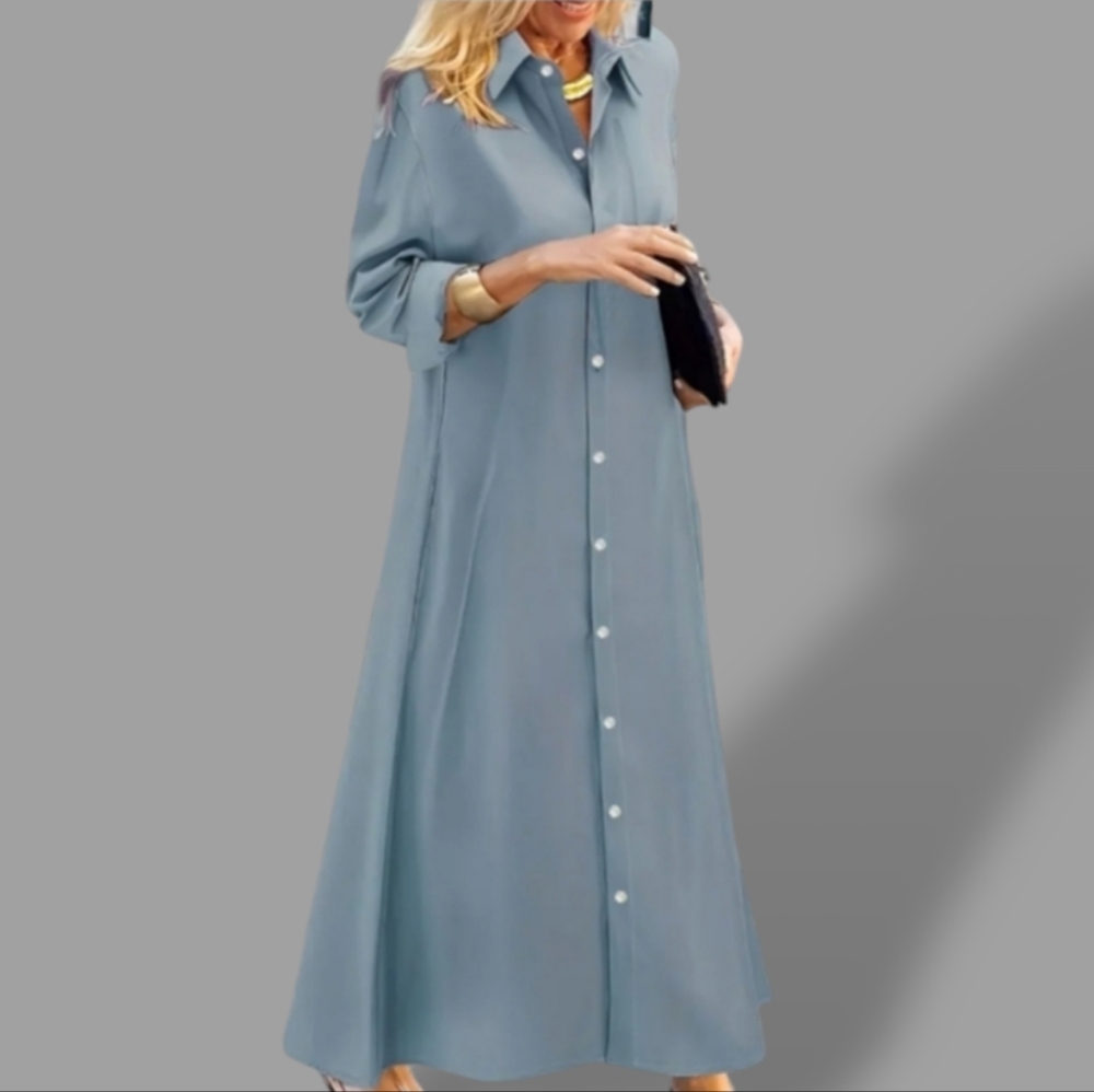 🛑BOGO FREE 🆕Chic Full Length Collared Shirt Dress
